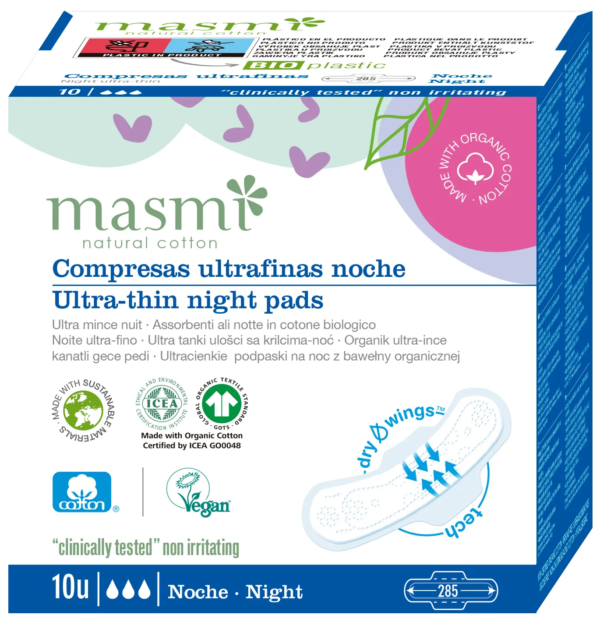 Masmi - Org Cotton Ultrathin Pads NIGHT 10's