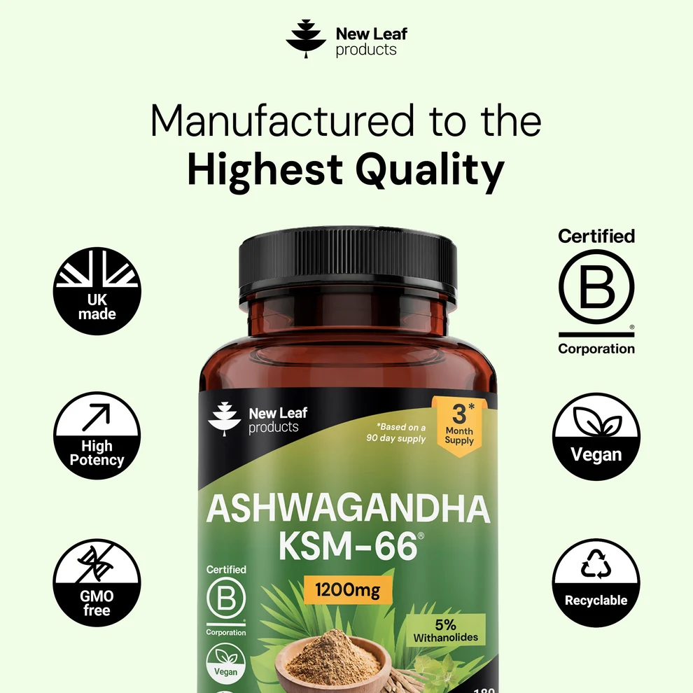 New Leaf - Ashwaganda KSM-66 180 tablets (Smaller fill) - Image 5
