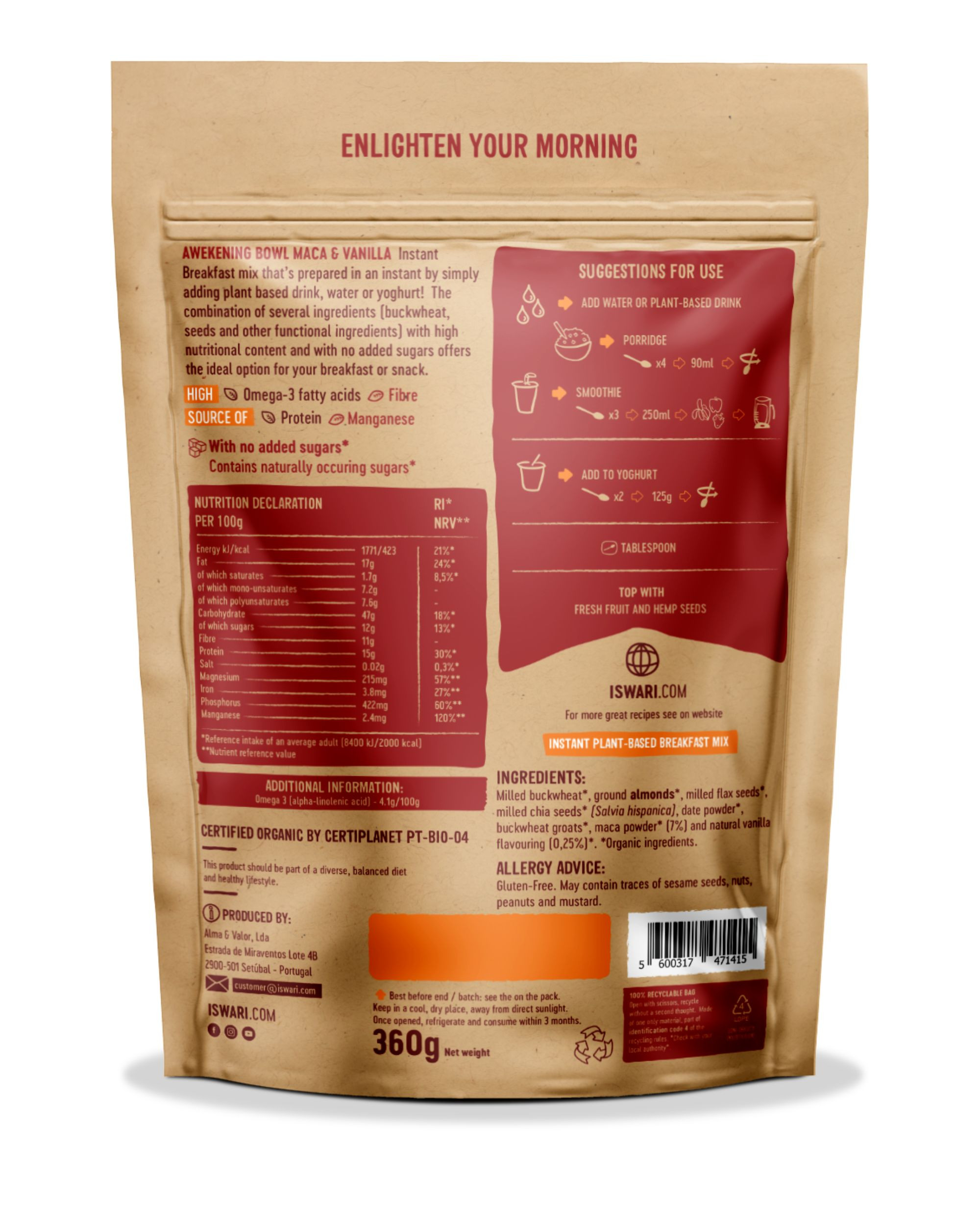 Iswari - Awakening Bowl Maca & Vanilla 360g - Image 2